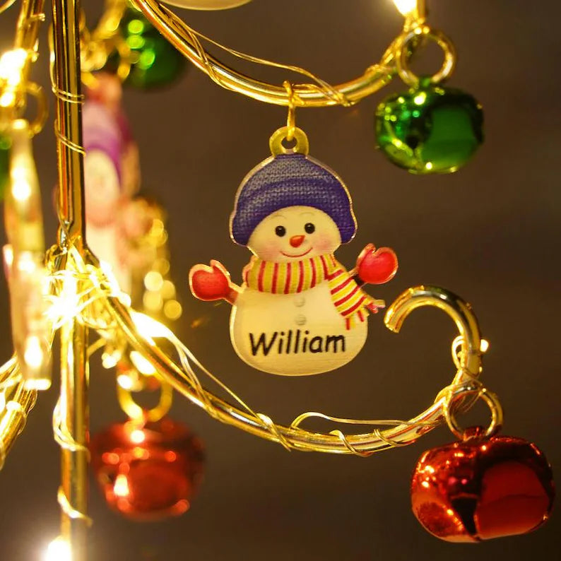 Árvore de Natal Bonecos de neve personalizada com nomes - Grave o nome da sua família