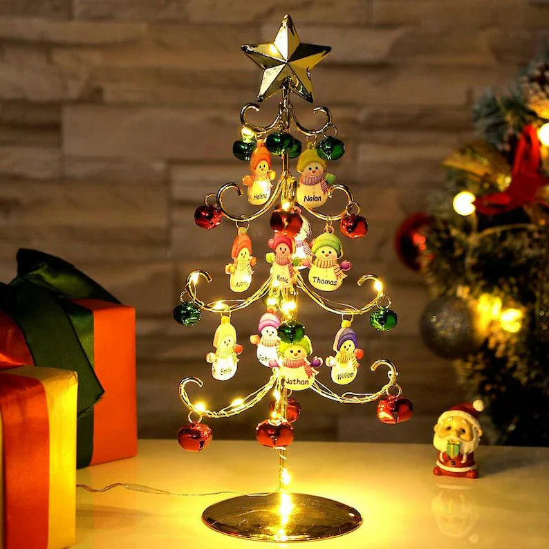 Árvore de Natal Bonecos de neve personalizada com nomes - Grave o nome da sua família