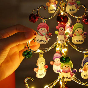 Árvore de Natal Bonecos de neve personalizada com nomes - Grave o nome da sua família